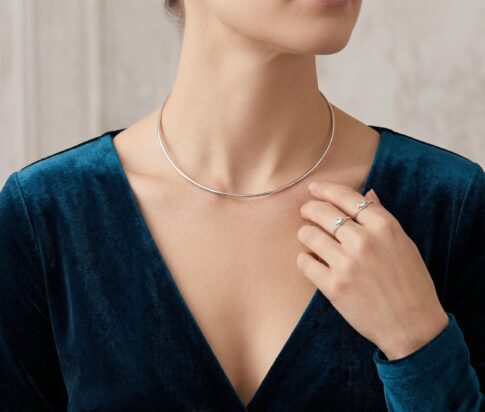 Wit gouden omega spang collier