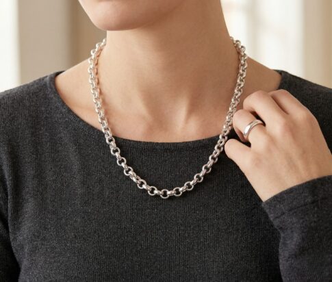 Zilveren collier met schakel