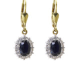 Bicolor saffieren en diamanten oorbellen