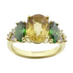 Gouden ring met citrien en smaragd