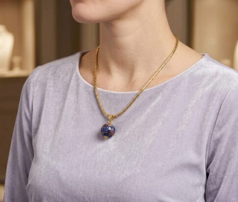 Gouden collier met wereldbol