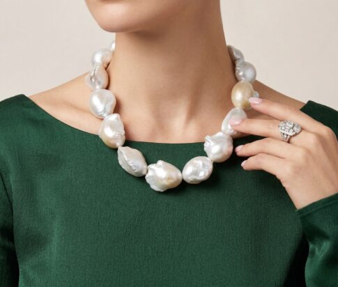 Barok parel collier met zoutzee parels