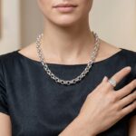 Zilveren jasseron ovaal collier