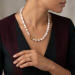 Zoetwaterparel collier met gouden slot