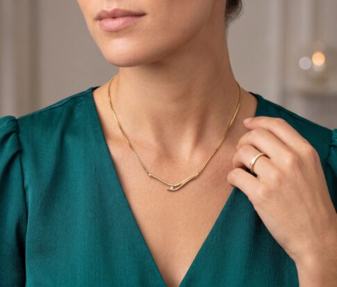 Bicolor gouden collier met diamant