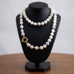 Zoetwaterparel collier met gouden slot
