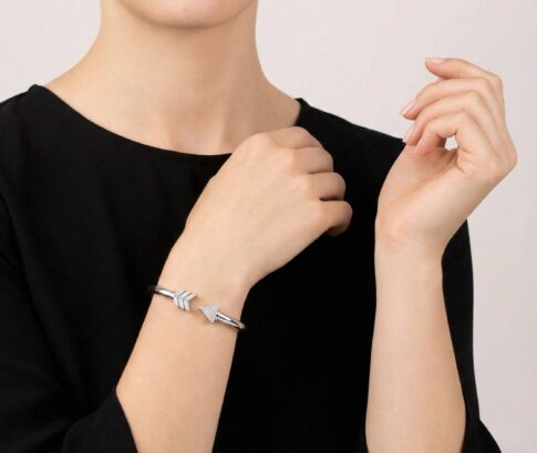 Zilveren zirkonia armband speer model