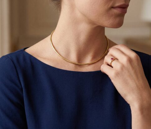 Geel gouden spang collier half rond