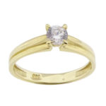 14 karaats solitair ring met zirkonia