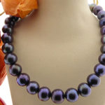 Christian antraciet parel collier