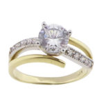 Christian bicolor gouden twist ring met zirkonia