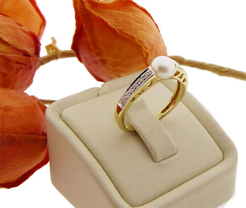 Christian Harten Parel Ring Met Diamanten Kopen Ring Christian