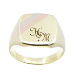 Tricolor gouden zegelring met gravering