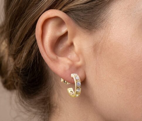 Rose gouden oorstekers met zirkonia