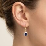 Bicolor saffieren en diamanten oorbellen