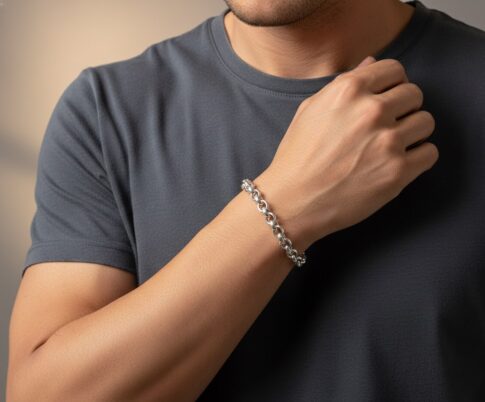 Zilveren Christian armband met losse schakels