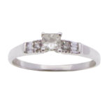 14 karaat wit gouden ring met citrien diamanten