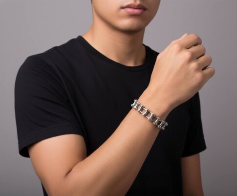 Zilveren armband fietsketting