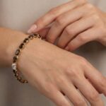 Zilveren geel double armband met synthetische rookkwarts