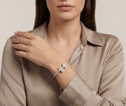 Zilveren zirkonia ster slavenarmband