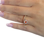 14 karaat geel- en rosé gouden ring met hanger