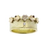 Geel gouden bloem model ring