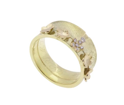 Geel gouden bloem model ring