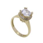 Geel gouden entourage ring met zirconia