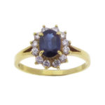 Geel gouden saffieren ring met diamanten