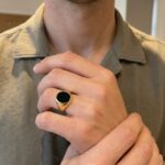 Christian geel gouden zegelring met onyx