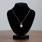 Gouden zirkonia baguette hanger