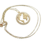 14 karaat wereldkaart hanger met ketting