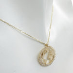 14 karaat wereldkaart hanger met ketting