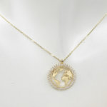 14 karaat wereldkaart hanger met ketting