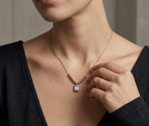 Rose gouden zirkonia hanger