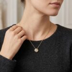 Geel gouden solitair hanger met zirkonia