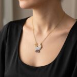 Bicolor gouden babywagen met ketting