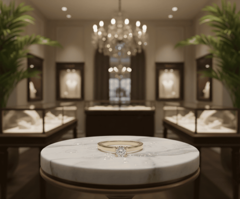 Geel gouden harten ring met diamant