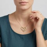 Gouden zirkonia dubbele harten hanger