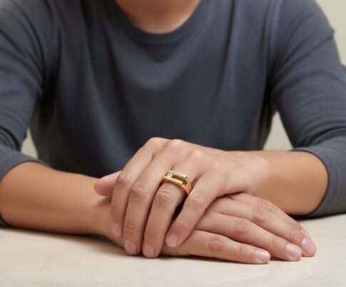 Gouden swinging diamant cachet ring