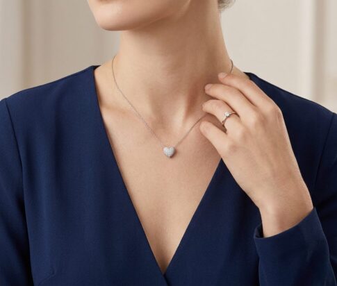 Wit gouden zirkonia harten hanger