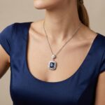 Zilveren zirkonia hanger met synthetische saffier