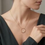 Gouden ketting met zirkonia cirkel hanger