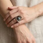 Zilveren ring abstract met topaas