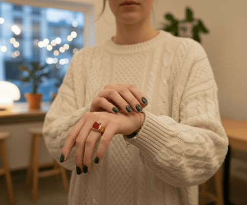 Gouden agaat cachet ring