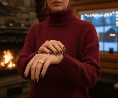 Tricolor gouden cachet ring met diamant