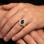 Gouden ring met saffier en diamanten