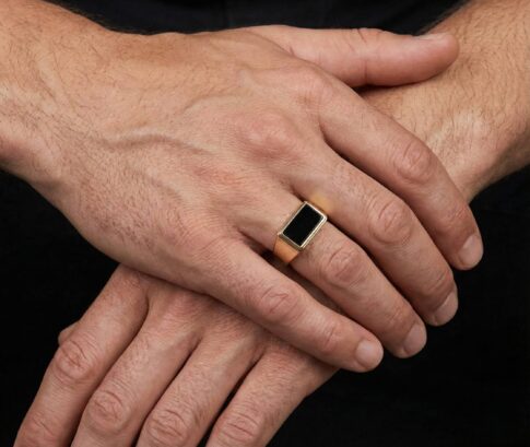 Gouden onyx cachet ring