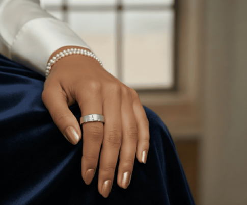 14 karaat wit gouden diamanten ring