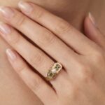 Geel gouden ring met parel en beryl